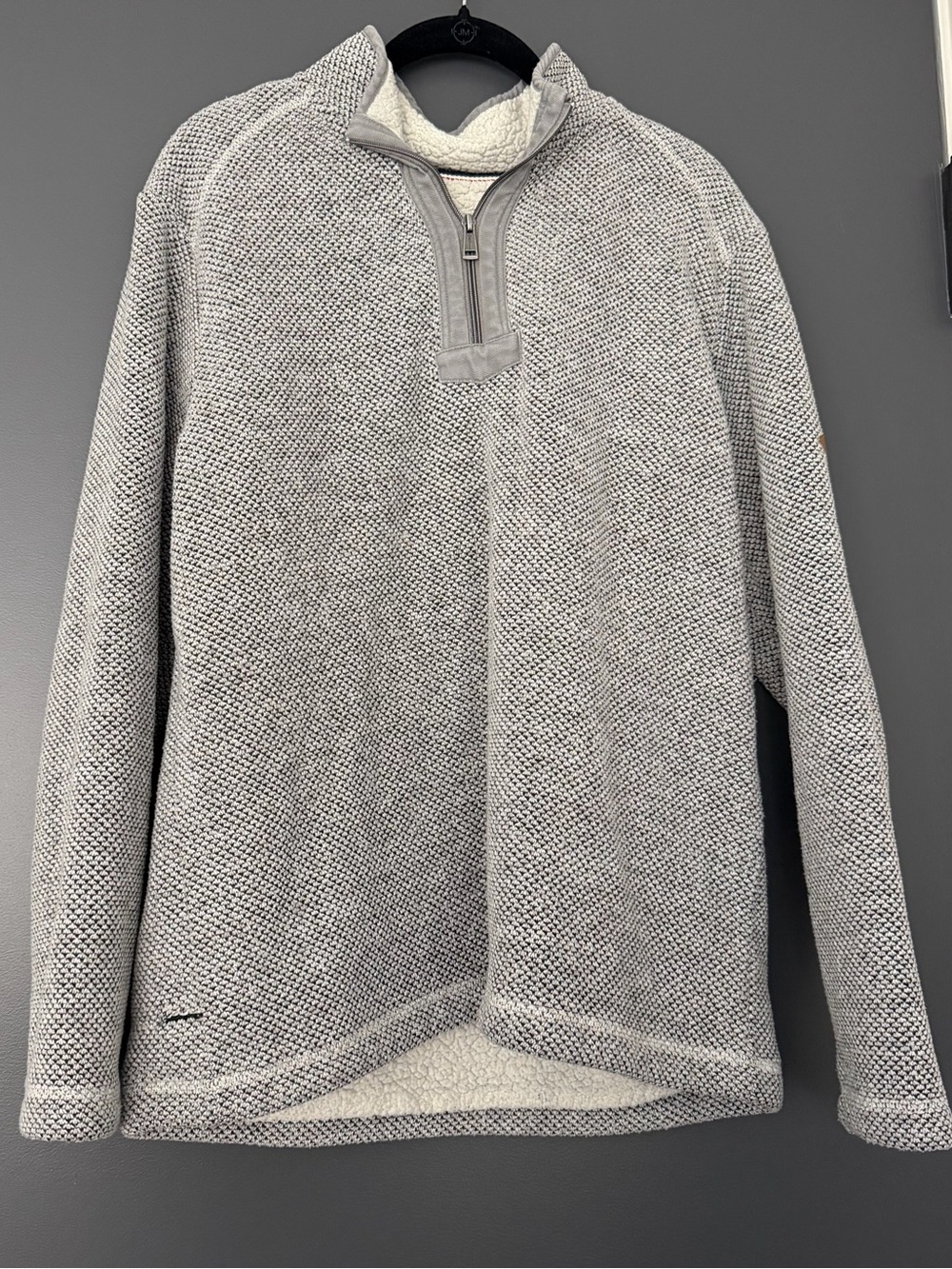 Orvis Men's Light Gray Sherpa-Lined Quarter-Zip Sweater